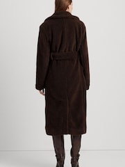 Lauren Ralph Lauren Brown Belted Fleece Wrap Coat - Image 3 of 10