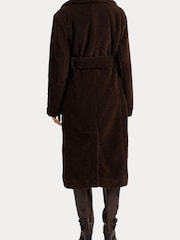 Lauren Ralph Lauren Brown Belted Fleece Wrap Coat - Image 5 of 10