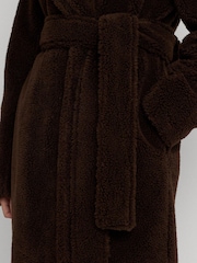 Lauren Ralph Lauren Brown Belted Fleece Wrap Coat - Image 9 of 10