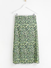 Oliver Bonas Green Warped Animal Print Mesh Midi Skirt - Image 5 of 5