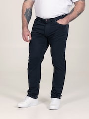 D555 Blue Kelvin Tapered Fit Five Pocket Stretch Twill Chinos With Peach Finish - Image 1 of 9
