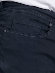 D555 Blue Kelvin Tapered Fit Five Pocket Stretch Twill Chinos With Peach Finish - Image 5 of 9