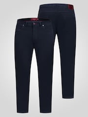 D555 Blue Kelvin Tapered Fit Five Pocket Stretch Twill Chinos With Peach Finish - Image 7 of 9
