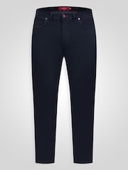 D555 Blue Kelvin Tapered Fit Five Pocket Stretch Twill Chinos With Peach Finish - Image 8 of 9