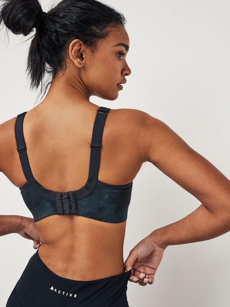 Navy Blue Tie Dye Print Next Active Sports DD+ Antibounce Extra High Impact Bra - Image 2 of 5