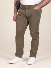 D555 Green Kelvin Tapered Fit Five Pocket Stretch Twill Chinos With Peach Finish - Image 1 of 10
