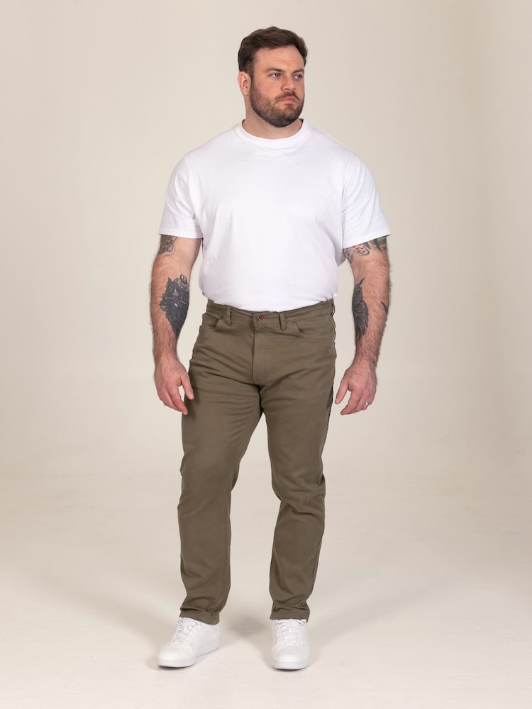 D555 Green Kelvin Tapered Fit Five Pocket Stretch Twill Chinos With Peach Finish - Image 2 of 10 D555 Green Kelvin Tapered Fit Five Pocket Stretch Twill Chinos With Peach Finish - Image 2 of 10