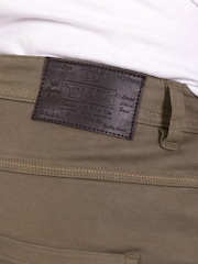 D555 Green Kelvin Tapered Fit Five Pocket Stretch Twill Chinos With Peach Finish - Image 5 of 10