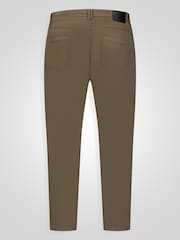 D555 Green Kelvin Tapered Fit Five Pocket Stretch Twill Chinos With Peach Finish - Image 7 of 10