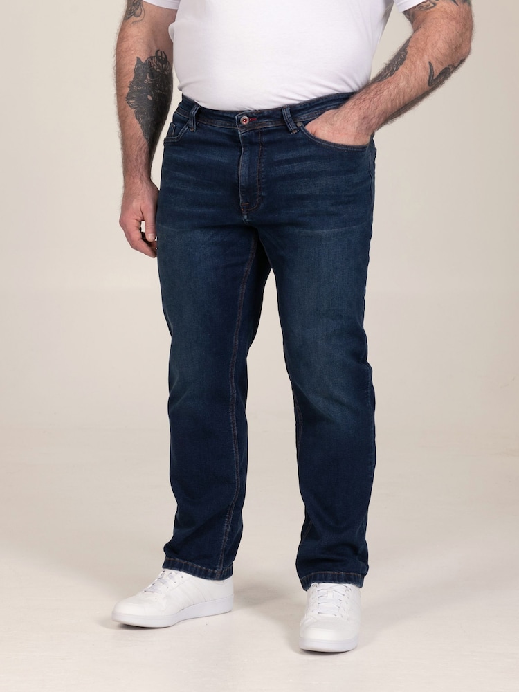D555 Blue Foster-Straight Fit Ultra Flex Stretch Blue Stonewash Denim Jeans - Image 1 of 10 D555 Blue Foster-Straight Fit Ultra Flex Stretch Blue Stonewash Denim Jeans - Image 1 of 10