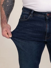 D555 Blue Foster-Straight Fit Ultra Flex Stretch Blue Stonewash Denim Jeans - Image 4 of 10