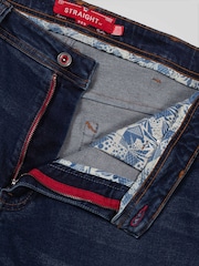 D555 Blue Foster-Straight Fit Ultra Flex Stretch Blue Stonewash Denim Jeans - Image 9 of 10