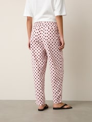 Pink/Chocolate Spot Linen Rich Barrel Leg Trousers - Image 3 of 6