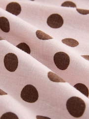 Pink/Chocolate Spot Linen Rich Barrel Leg Trousers - Image 6 of 6