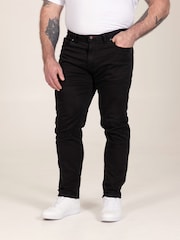 D555 Black Kelvin Tapered Fit Five Pocket Stretch Twill Chinos With Peach Finish - Image 1 of 10