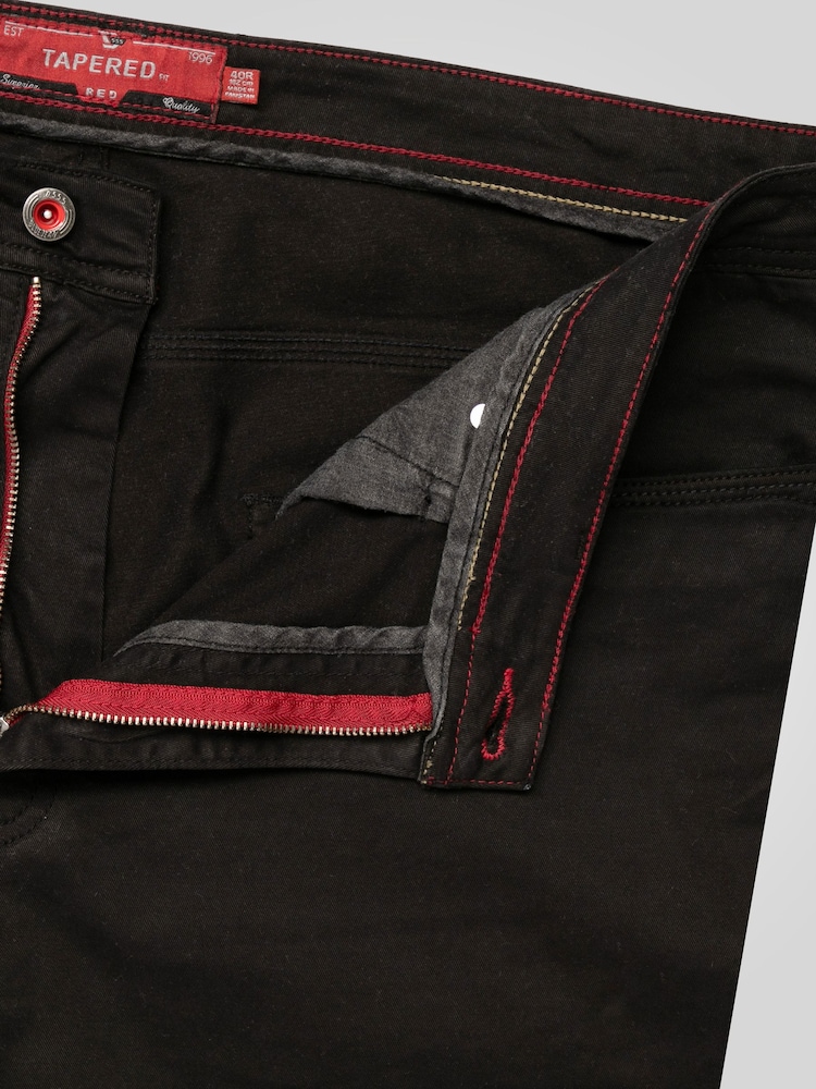 D555 Black Kelvin Tapered Fit Five Pocket Stretch Twill Chinos With Peach Finish - Image 10 of 10 D555 Black Kelvin Tapered Fit Five Pocket Stretch Twill Chinos With Peach Finish - Image 10 of 10