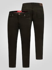 D555 Black Kelvin Tapered Fit Five Pocket Stretch Twill Chinos With Peach Finish - Image 6 of 10