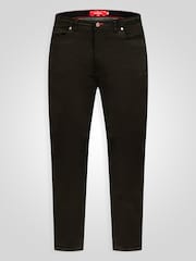 D555 Black Kelvin Tapered Fit Five Pocket Stretch Twill Chinos With Peach Finish - Image 8 of 10