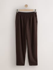 Chocolate Brown Linen Rich Barrel Leg Trousers - Image 1 of 1
