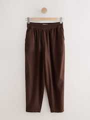 Chocolate Brown Linen Rich Barrel Leg Trousers - Image 5 of 7