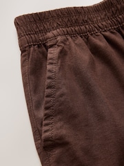 Chocolate Brown Linen Rich Barrel Leg Trousers - Image 6 of 7