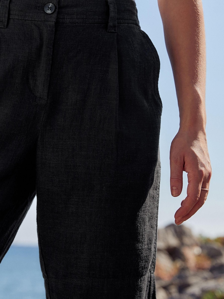 Black Linen Blend Knee Length Shorts - Image 4 of 4