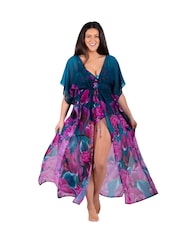 Seaspray Green Honolulu Teal Floral Maxi Kaftan - Image 1 of 3