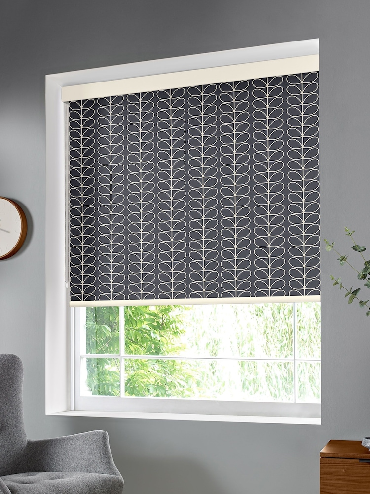 Orla Kiely Grey Linear Stem Made To Measure Roller Blind - Image 2 of 3