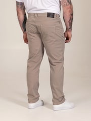D555 Cream Kelvin Tapered Fit Five Pocket Stretch Twill Chinos With Peach Finish - Image 3 of 9