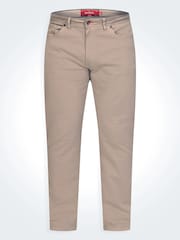 D555 Cream Kelvin Tapered Fit Five Pocket Stretch Twill Chinos With Peach Finish - Image 6 of 9