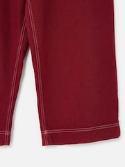 Oliver Bonas Berry Red Scalloped Pocket Cropped Wide Leg Jeans - Image 5 of 7