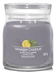 Yankee Candle Grey Signature Medium Jar Tea Lemon Scented Candle - Image 2 of 4