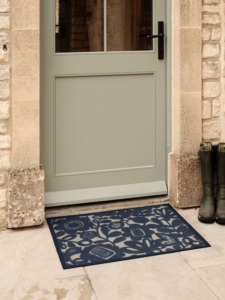 Hug Rug Dark Navy Outdoor Kukkia Doormat by Scion - Image 1 of 4 Hug Rug Dark Navy Outdoor Kukkia Doormat by Scion - Image 1 of 4