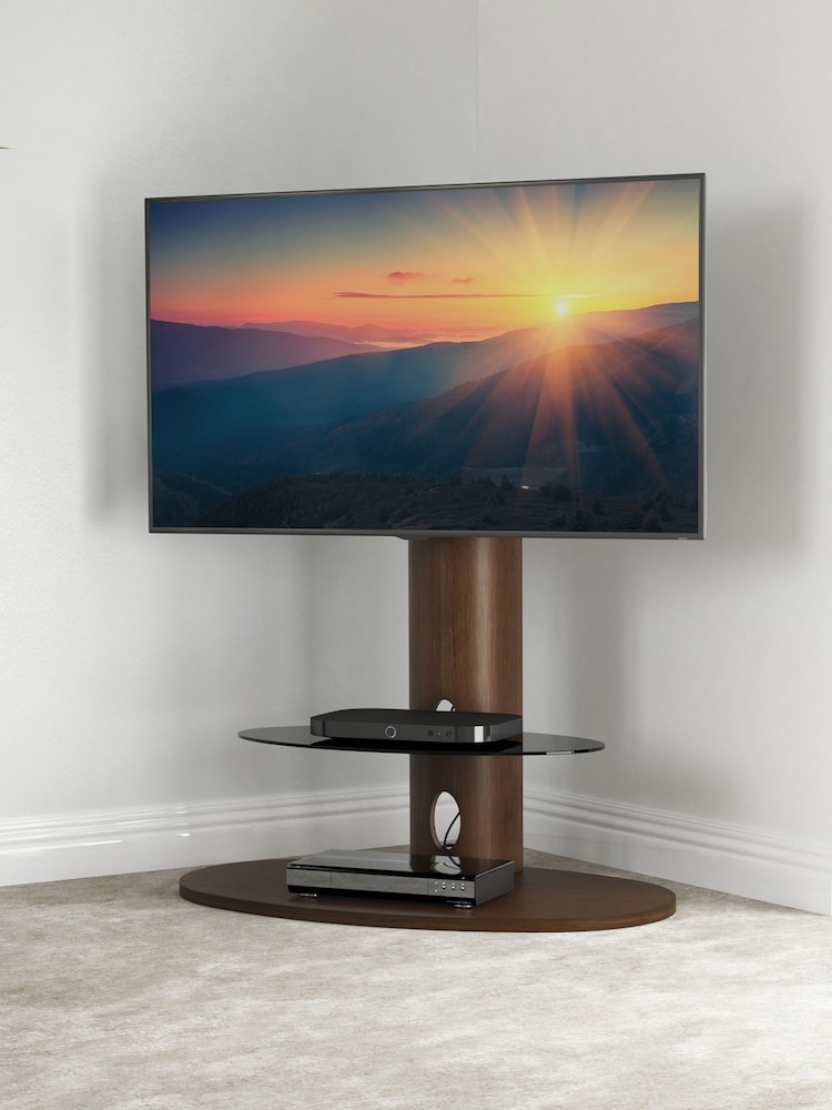 AVF Walnut Brown Chepstow 930 Pedestal TV Stand - Image 1 of 9