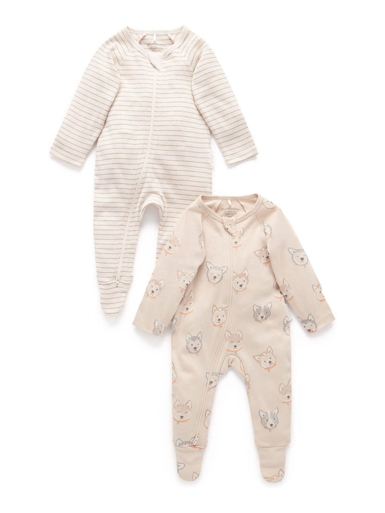 Purebaby Polar Bear Print Christmas Zip Baby Sleepsuit 2 Packs - Image 1 of 1 Purebaby Polar Bear Print Christmas Zip Baby Sleepsuit 2 Packs - Image 1 of 1