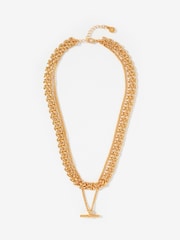 Mint Velvet Gold Tone Layered T Bar Necklace - Image 2 of 4