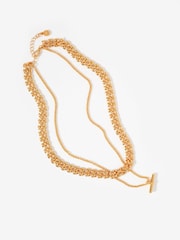 Mint Velvet Gold Tone Layered T Bar Necklace - Image 3 of 4