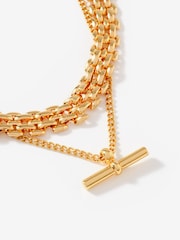 Mint Velvet Gold Tone Layered T Bar Necklace - Image 4 of 4
