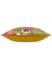 Wylder Yellow House Of Bloom Poppy Floral Velvet Piped Cushion - Image 5 of 5