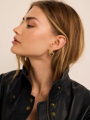 Mint Velvet Gold Tone Ridged Hoop Stud Earrings - Image 1 of 4