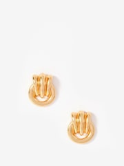 Mint Velvet Gold Tone Ridged Hoop Stud Earrings - Image 2 of 4