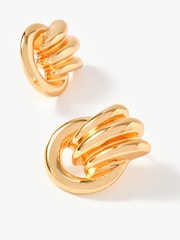 Mint Velvet Gold Tone Ridged Hoop Stud Earrings - Image 3 of 4