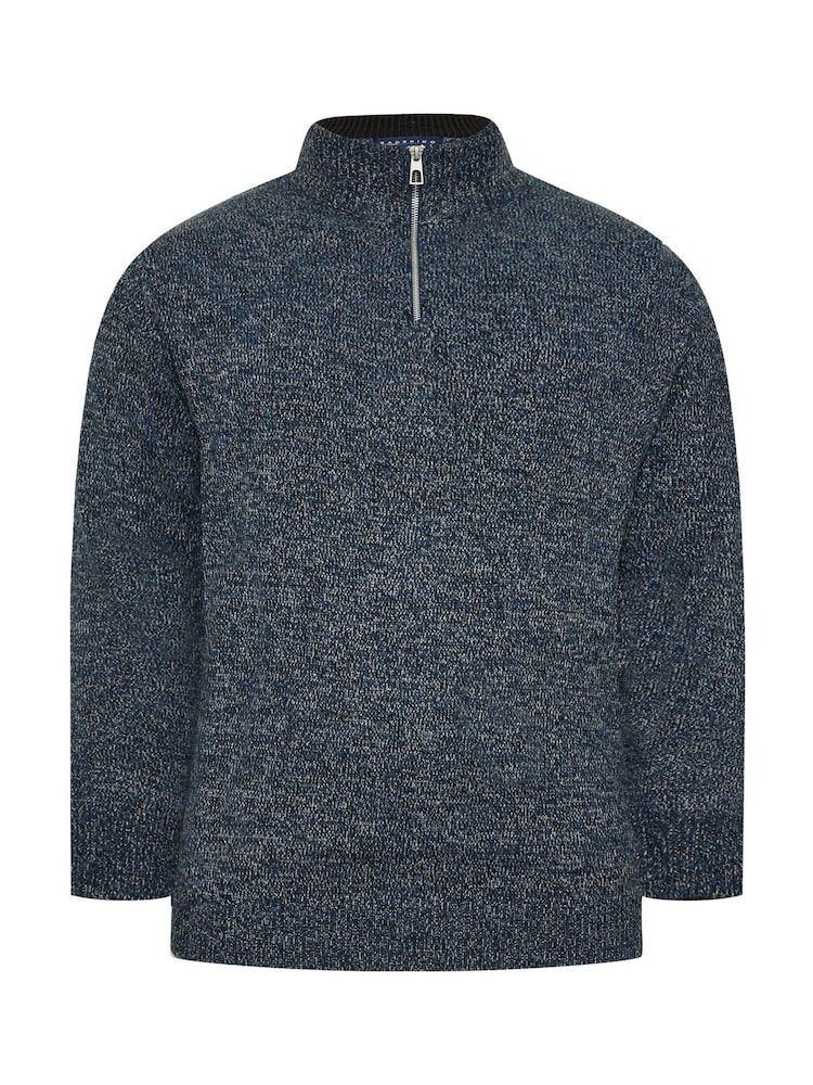 BadRhino Big & Tall Quarter Zip Knitted Jumper - Bild 2 von 3 BadRhino Big & Tall Quarter Zip Knitted Jumper - Bild 2 von 3