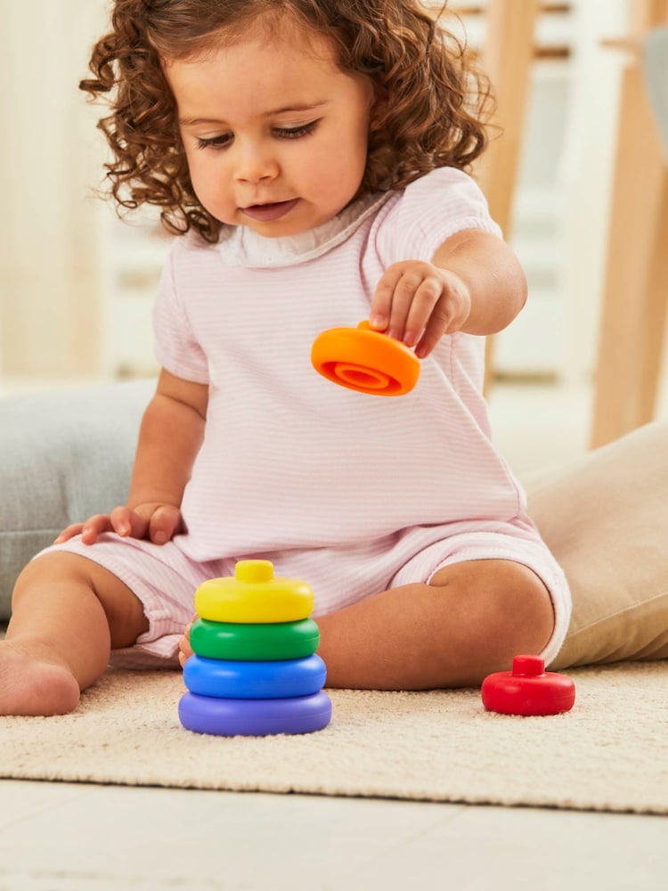 JoJo Maman Bébé Silicone Rainbow Stacking Tower - Image 2 of 7 JoJo Maman Bébé Silicone Rainbow Stacking Tower - Image 2 of 7