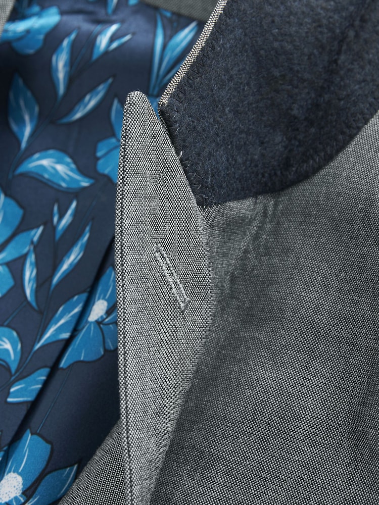 Light Grey Tailored Fit Two Button Suit Jacket - Image 10 of 11