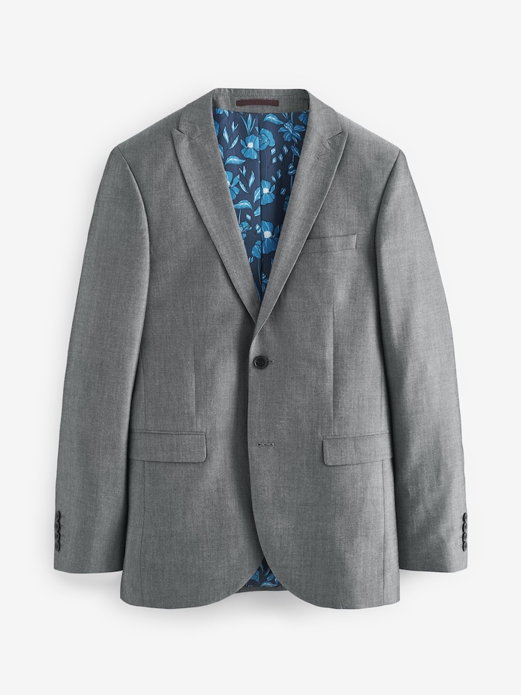 Light Grey Tailored Fit Two Button Suit Jacket - Image 7 of 11