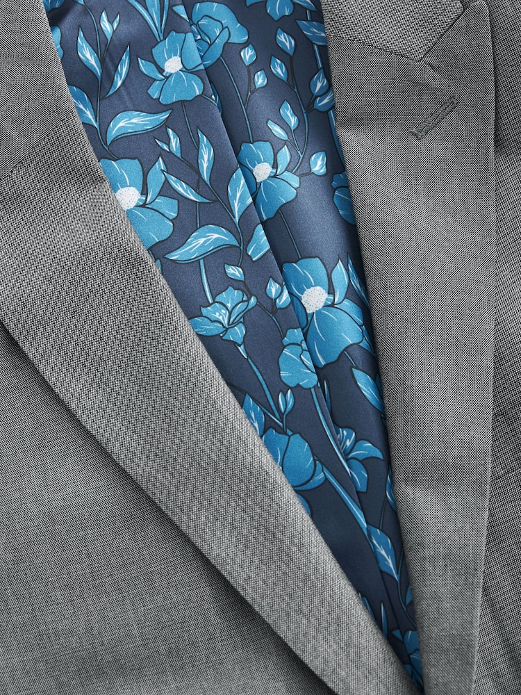 Light Grey Tailored Fit Two Button Suit Jacket - Image 8 of 11