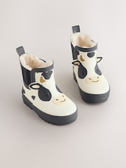 Black/White Cow Warm Lined Ankle Wellies - Image 1 of 7