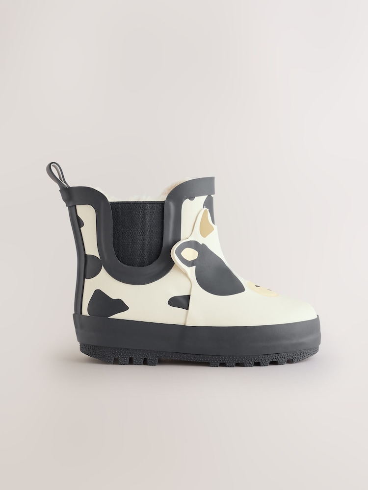 Black/White Cow Warm Lined Ankle Wellies - Image 2 of 7