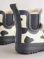 Black/White Cow Warm Lined Ankle Wellies - Image 3 of 7